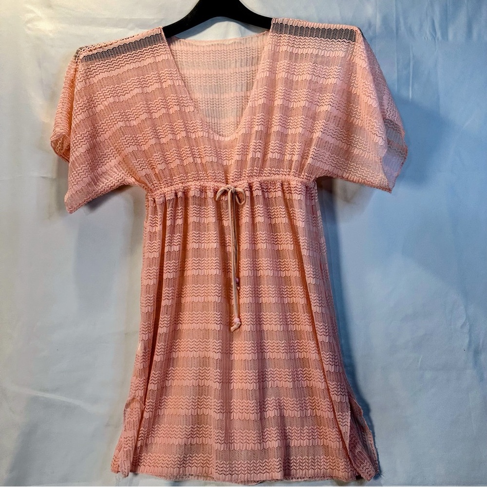 Pink Knit Swimsuit Cover-Up Dress